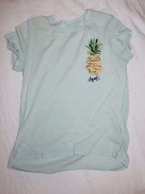 Free People Aqua Blue Pineapple Graphic Tee
